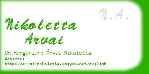 nikoletta arvai business card